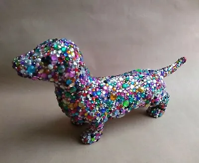 Dachshund GEM ENCRUSTED Dog Ornament Figurine Statue Figure Gift 27x15x7cm • £25