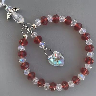 £5.20 • Buy Red Crystal Sun-catcher July Birthstone - Guardian Angel, Heart & Halo