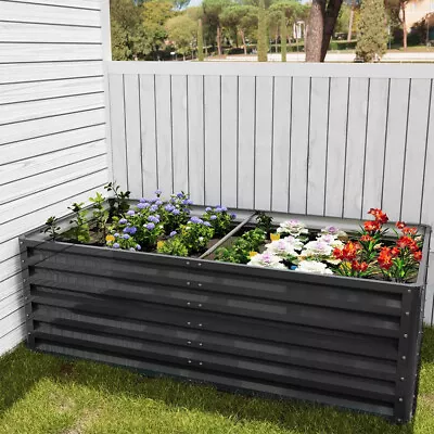 Raised Garden Grow Bed Fruit Vegetable Herbs Planter Outdoor Flower Trough Box • £10.95