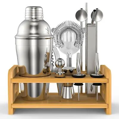 Vinsani 15 Pieces Cocktail Shaker Set Premium Stainless Bartender Mixing Kit • £15.99