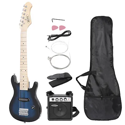 30  Blue Full Size Beginner Electric Guitar Set With Case Strap Capo Strings • $58.12