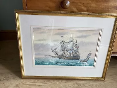 M Bensley Watercolour Large Picture Galleon Ship Framed Sea • £175