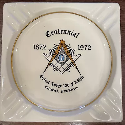 Original 7” 1972 Vintage Mason Ashtray Masonic Symbol - Lodge 126 - Elizabeth NJ • $24.90