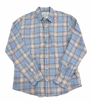 Frank & Eileen Paul Linen Shirt Mens Size XL Blue & Pink Plaid Long Sleeve • $45.50