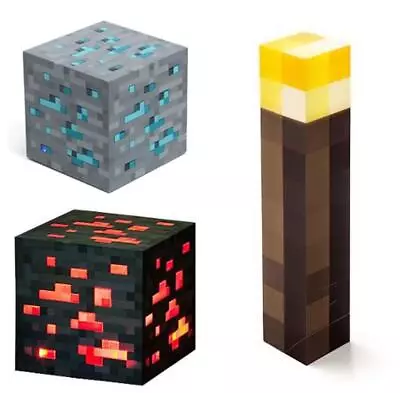 Minecraft Light Up Torch Redstone & Diamond Ores Set Of 3 • $95.99