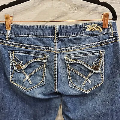 Vanity Womens Jeans Size 29x33 Blue Denim Dakota Embroider Bootcut  Stretch • $19.99