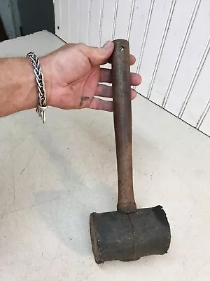 Antique RUBBER  Two Head Hammer Mallet Tool  Handle 12 Inch Farm Tool • $22.50