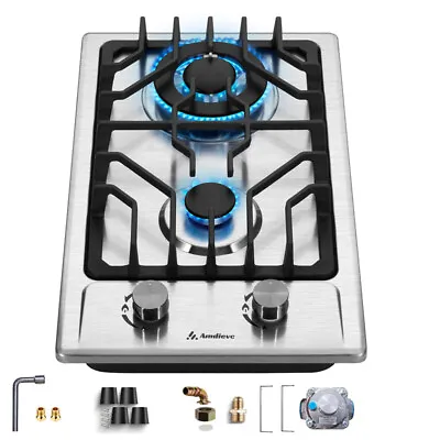 12  Built-in Gas Stove Top Electronic Ignition 2 Burner Gas Cooktop LPG/NG  • $129.99
