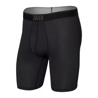 Saxx Quest Quick Dry Mesh Long Leg Fly Men's Underwear Black II X-Large • $36