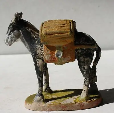 Donkey Mule Burro Figurine Ceramic Donkey Standing Carrying Load Back Vintage 3 • $14.99