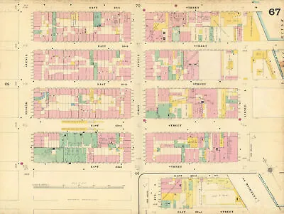 £199 • Buy Sanborn NYC #67 Manhattan Midtown East Kips Bay Gramercy 1899 Old Antique Map