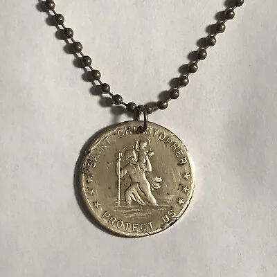 Vintage St Christopher Pendant Metal Gold Tone In Case Of Accident Call A Priest • $16.99