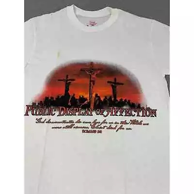 Jesus Shirt Public Display Of Affection White Mens Small Hanes Soft Tee Romans • $13