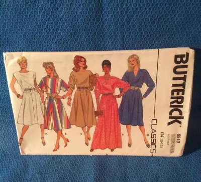 Vintage Butterick Sewing Pattern 1980s Pullover Dress Size 14-18 6510 • $4.95