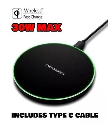 30W Fast Wireless Charger Charging Pad For Apple IPhone & Samsung • £6.45