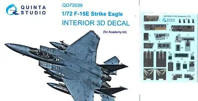 Quinta Studios 1/72 F-15E STRIKE EAGLE 3D DECAL COLORED INTERIOR SET Academy • $13.99