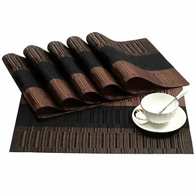 $25.39 • Buy SHACOS Placemats Set Of 6 Woven Vinyl Place Mats For Dining Table Heat Resistant
