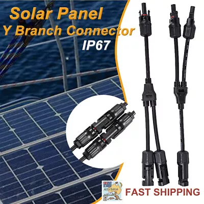 1 Pair Solar Y Connector Cable Plug Inline Solar PV Panel IP67 2 Connection AU • $7.45