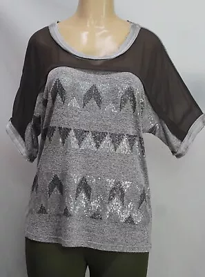 Miss Me Women's Top Short Sleeve Gray Size L • $14