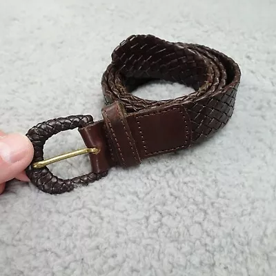 Braided Leather Belt Made In Turkey Brown Womens Sz Large  Woven Boho Vintage • $20.51