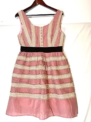 Minuet Women's Pink With Ribbon Trimmed Lined Dress Party Cocktail Prom Sz LARGE • $14.99