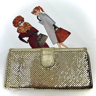 Vintage WHITING & DAVIS Ladies Double Sided Gold Glomesh & Leather (?) Purse • $95