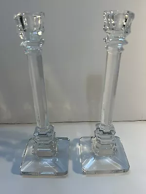 $74 • Buy Val St Lambert Desorss Crystal Candlesticks Signed Pair 9 1/4 