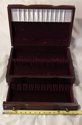 Wood Silverware Storage Chest Box Case Drawer 2 Compartment MARSH • $54.99