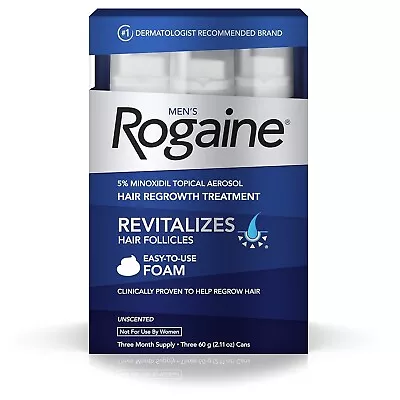 Men's ROGAINE 5% Minoxidil Unscented Foam Hair Regrowth Treatment - Pack Of 3 • $42.99