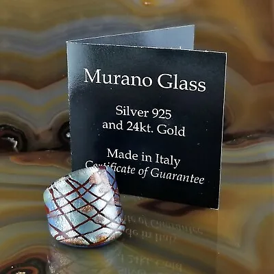 MURANO Glass 24K Gold & 925 Ring ITALY Sz 5.25 • $39.95