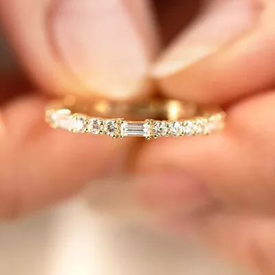 $2.28 • Buy Simple Cubic Zircon Ring Women 925 Silver,Gold Engagement Jewelry Sz 6-10
