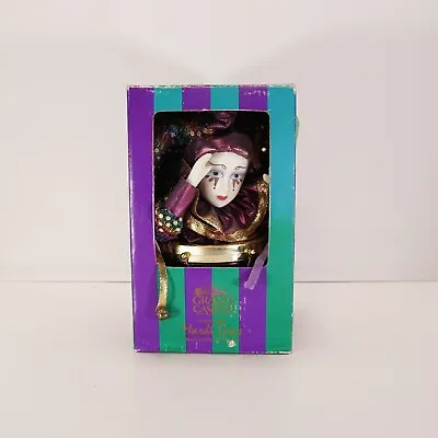 Vintage Mardi Gras Jester Porcelain Doll Drum Musical Grand Casino 2000 Purple • $19.99