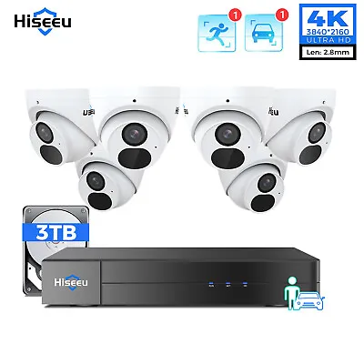 Hiseeu 4K HD 16CH 8PoE NVR CCTV System Security Camera System 3TB HDD Mic Lot • $338.39