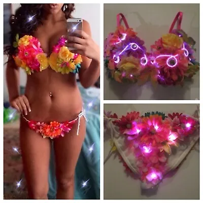 Flower LED Women Costume Theatre Rave Bra Rave Clothes Rave Outfit EDC  • $192.75