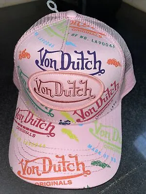 Von Dutch Snapback Hat Pink Women S One Size Adjustable Trucker Signetuer • $56