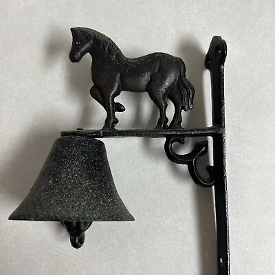 Vintage Dinner Bell Cast Iron Horse Equine Home Decor Wall Mount Rustic Black • $13.50