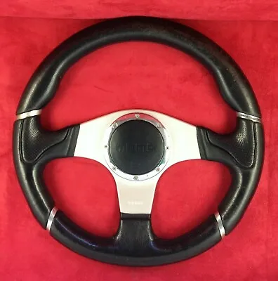 Genuine Momo Millennium Black Leather 3 Spoke 350mm Steering Wheel. Retro 7A • $153.88