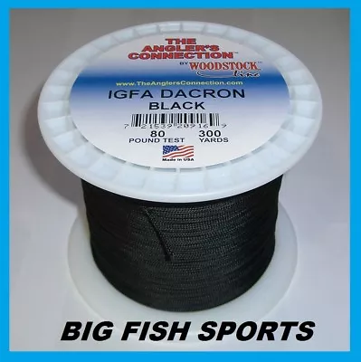 WOODSTOCK BRAIDED DACRON Fishing Line Black Color 80lb-300yd NEW! FREE USA SHIP! • $30.99