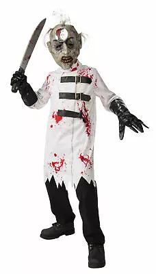 Bloody Surgeon Mad Scientist Lab Coat & Mask Scary Kids Halloween Costume MD-LG • $17.95