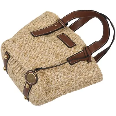 Handmade Women Handbag Vintage Retro Beach Bag Straw Rope Knitted Big7801 • $31.89