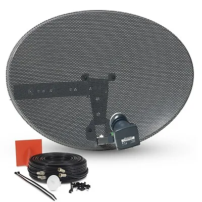 £38.99 • Buy 60cm Zone 1 Satellite Dish, Twin LNB + 20m Black Twin Cable Kit For Sky Freesat