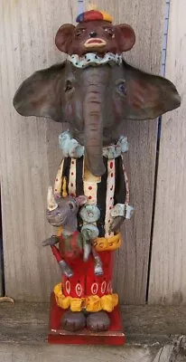 £215.24 • Buy Whimsical Folk Art Circus Carnival Elephant Sock Monkey Rhino NutCracker 