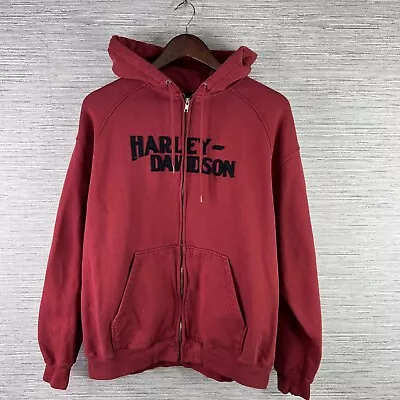 Harley Davidson Sweatshirt Mens XL Red Hoodie Full Zip Jacket Waterford Michigan • $38.88