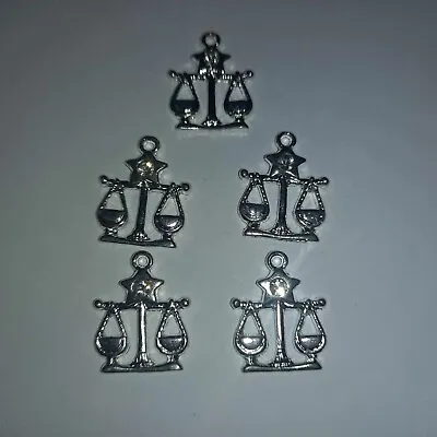 Libra Zodiac Charms Silver Finish Clear Crystal Set Pack Of Five Craft Jewellery • £3.99