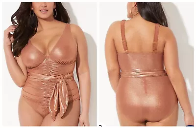 $69.99 • Buy Swimsuits For All X Gabi Fresh 14D Rose Gold Metallic Underwire One Piece Swim