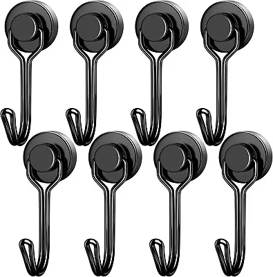 Magnetic Hooks 8 Pack 30 LBS+ Swivel Swing Neodymium Magnet Hooks Black • £8.99