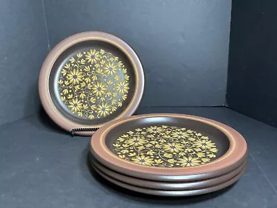 Vintage Mikasa Majorca Daisies Set Of 4 Dinner Plates E-3001 MCM Brown Stoneware • $49.95