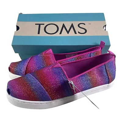 Toms Girls Size 6 Alpargata Multi Purple Glitter Slip On Shoes NEW • $22.99