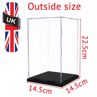 8.26  H Acrylic Display Box Case Perspex Plastic Base Dustproof Self-Install • £15.19