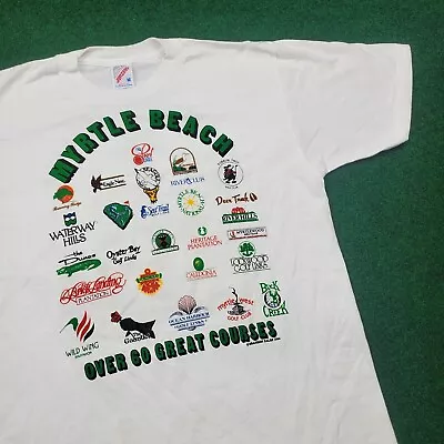 Vintage Jerzees Shirt Mens M White 1994 Golf Golfing Myrtle Beach SC 90s USA Tee • $24.95